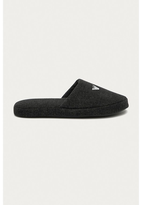 Emporio Armani - Kapcie. Kolor: szary. Materiał: guma, materiał. Wzór: gładki