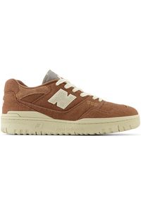 Buty męskie New Balance BB550THB – brązowe. Okazja: na co dzień. Kolor: brązowy. Materiał: zamsz, materiał, skóra. Szerokość cholewki: normalna