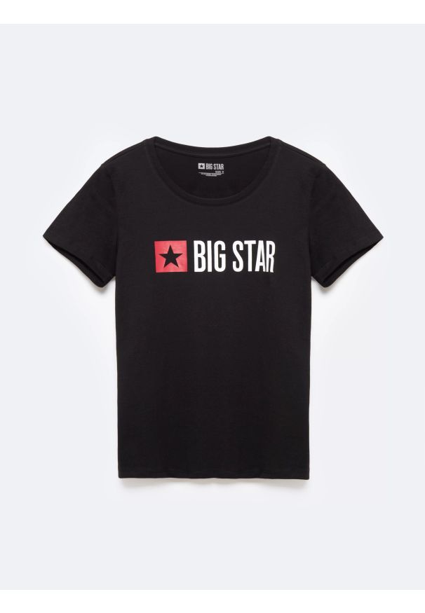 Big-Star - Koszulka damska z logo czarna Risma 906. Okazja: na co dzień. Kolor: czarny. Materiał: dzianina, jeans. Długość rękawa: krótki rękaw. Długość: krótkie. Wzór: nadruk, aplikacja. Styl: casual, sportowy