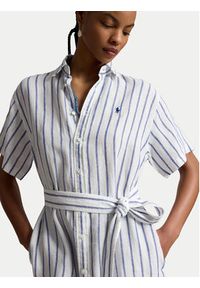 Polo Ralph Lauren Sukienka koszulowa 211965843501 Niebieski jasny Regular Fit. Typ kołnierza: polo. Kolor: niebieski. Materiał: len. Typ sukienki: koszulowe #2