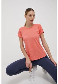 columbia - Columbia T-shirt sportowy Alpine Chill Zero kolor pomarańczowy. Kolor: pomarańczowy. Materiał: materiał, skóra, dzianina. Długość rękawa: krótki rękaw. Długość: krótkie. Wzór: ze splotem, ażurowy. Styl: sportowy