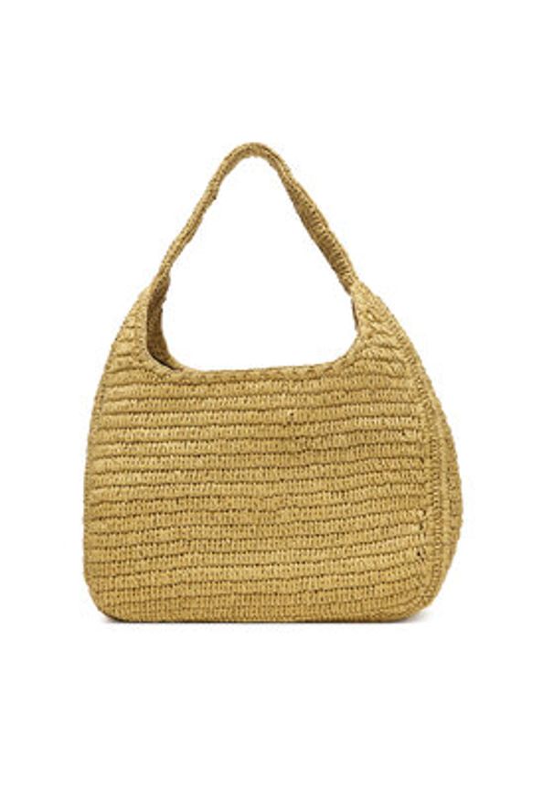 Calvin Klein Torebka Bold Ck Raffia Lg Shoulder Bag LV04F3448G Beżowy. Kolor: beżowy