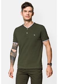 Lancerto - Koszulka Polo Bawełniana Ciemnozielona Damian. Typ kołnierza: polo. Kolor: zielony. Materiał: bawełna #1