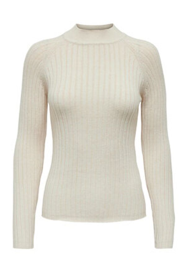 JDY Sweter 15238267 Beżowy Regular Fit. Kolor: beżowy. Materiał: wiskoza, syntetyk