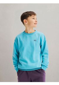 Reserved - Bluza z nadrukiem - jasnoturkusowy. Kolor: turkusowy. Materiał: bawełna, dzianina. Wzór: nadruk #1