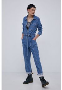 Tommy Jeans Kombinezon jeansowy bawełniany. Okazja: na co dzień. Kolor: niebieski. Materiał: bawełna. Długość rękawa: długi rękaw. Długość: długie. Wzór: gładki. Styl: casual #2