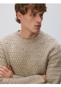 Reserved - Strukturalny sweter z wełną - beżowy. Kolor: beżowy. Materiał: wełna #1