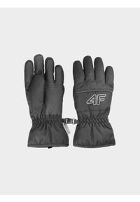 4f - Rękawice narciarskie Thinsulate chłopięce - czarne. Kolor: czarny. Materiał: materiał, syntetyk. Technologia: Thinsulate. Sport: narciarstwo #1