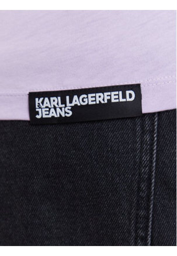 Karl Lagerfeld Jeans T-Shirt A1W17004 Fioletowy Slim Fit. Kolor: fioletowy. Materiał: bawełna