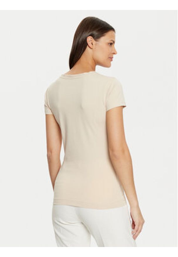 Guess T-Shirt W5RI21 J1314 Beżowy Regular Fit. Kolor: beżowy. Materiał: bawełna