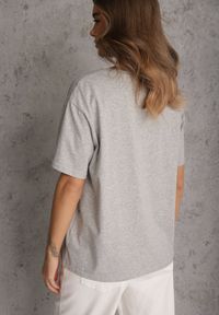 Renee - Szary Bawełniany T-shirt o Kroju Oversize Neduna. Okazja: na co dzień. Kolor: szary. Materiał: bawełna. Styl: casual, elegancki #3