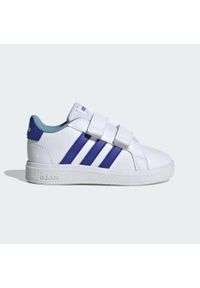 Adidas - Buty Grand Court Lifestyle Hook and Loop. Kolor: biały, wielokolorowy, niebieski. Materiał: materiał