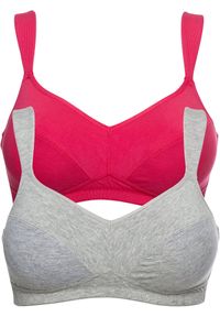 bonprix - Biustonosz bez fiszbinów z bawełną organiczną (2 szt.). Kolor: różowy. Materiał: bawełna #1