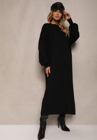 Renee - Czarna Pudełkowa Sukienka z Wiskozą i Półgolfem Salindra. Kolor: czarny. Materiał: wiskoza. Styl: elegancki #3