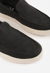Born2be - Czarne Półbuty Typu Mokasyny z Plecionką Aigalira. Okazja: na co dzień. Kolor: czarny. Materiał: jeans. Styl: klasyczny, casual, elegancki #6
