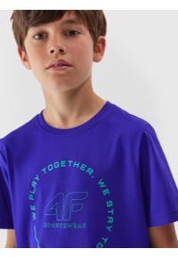 4f - T-shirt z bawełny organicznej chłopięcy. Kolor: niebieski. Materiał: bawełna. Wzór: nadruk #2