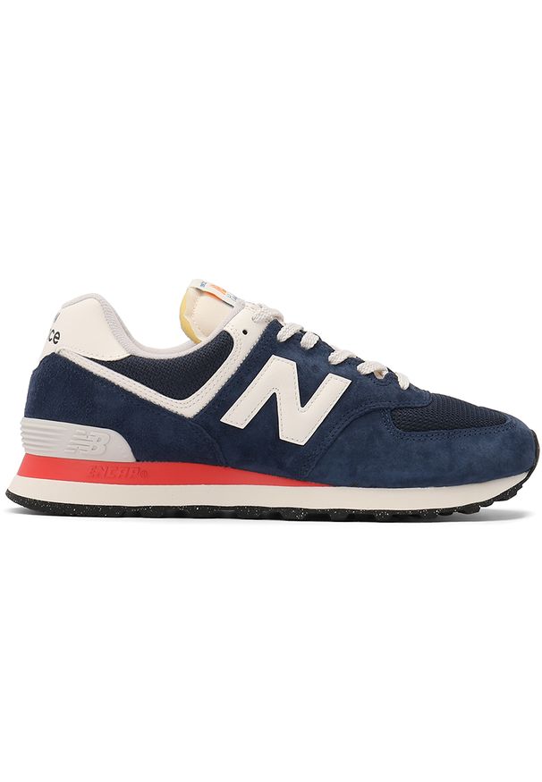 Buty unisex New Balance U574VPN – granatowe. Kolor: niebieski. Materiał: skóra, guma, zamsz. Szerokość cholewki: normalna. Model: New Balance 574