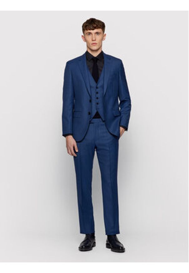 BOSS - Boss Koszula Jesse 50451092 Granatowy Slim Fit. Kolor: niebieski. Materiał: bawełna