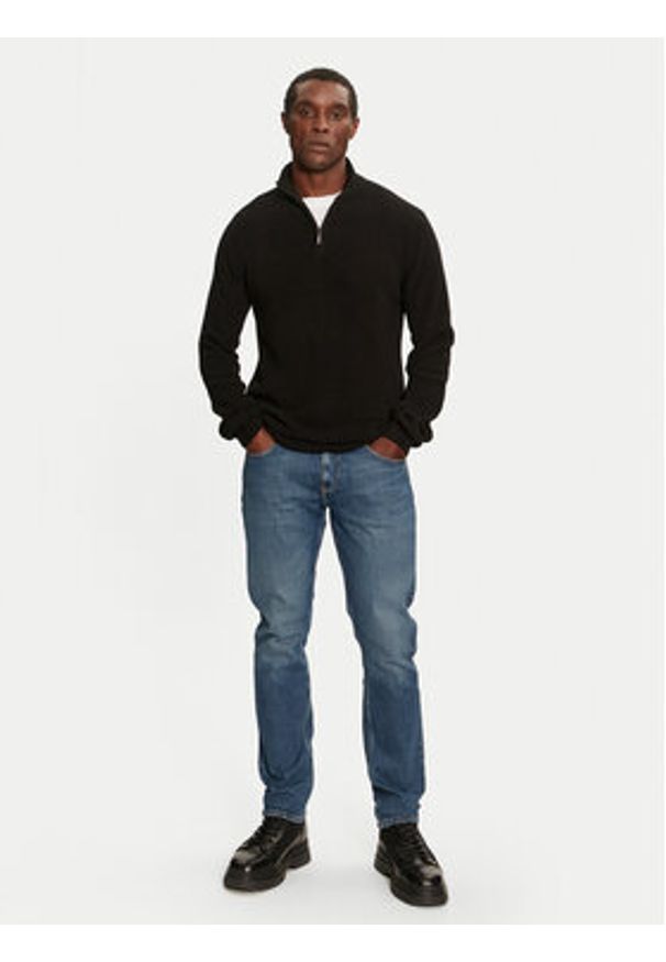 Brave Soul Sweter MK-610HASTINGS Czarny Regular Fit. Kolor: czarny. Materiał: bawełna