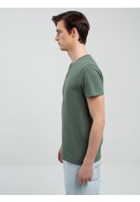 Big-Star - Koszulka męska z guzikami przy dekolcie zielona Alanco 303. Kolor: zielony. Materiał: bawełna. Wzór: aplikacja. Styl: klasyczny, elegancki
