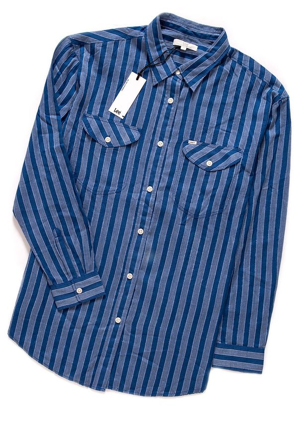 Lee - LEE OVERSIZED MĘSKA KOSZULA W PASKI CASUAL WESTERN LIMOGES L45OLVFE 112110325. Okazja: na co dzień. Materiał: materiał. Wzór: paski. Styl: casual