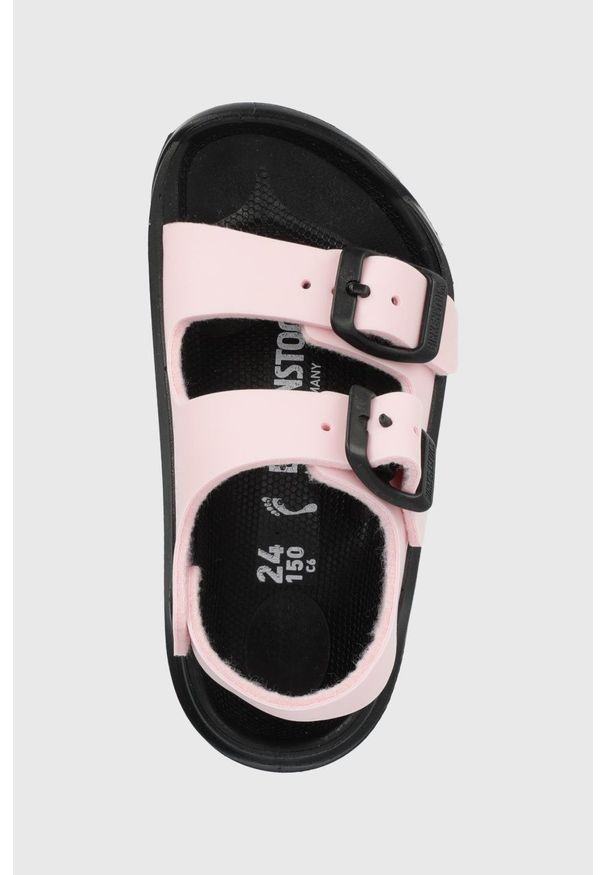 Birkenstock sandały dziecięce Mogami kolor różowy. Zapięcie: klamry. Kolor: różowy. Materiał: materiał. Wzór: gładki. Obcas: na obcasie. Wysokość obcasa: niski
