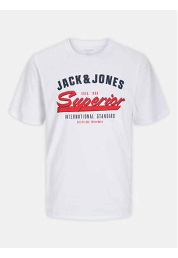 Jack & Jones - Jack&Jones T-Shirt Logo 12268267 Biały Standard Fit. Kolor: biały. Materiał: bawełna