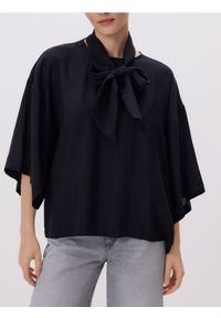 Reserved - Bluzka z wiązaniem - czarny. Kolor: czarny. Materiał: tkanina #1