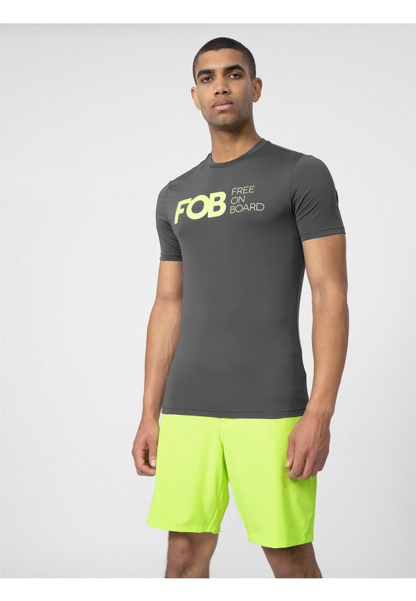 4f - Koszulka z filtrem UV męska. Kolor: szary. Materiał: dzianina, materiał. Styl: sportowy