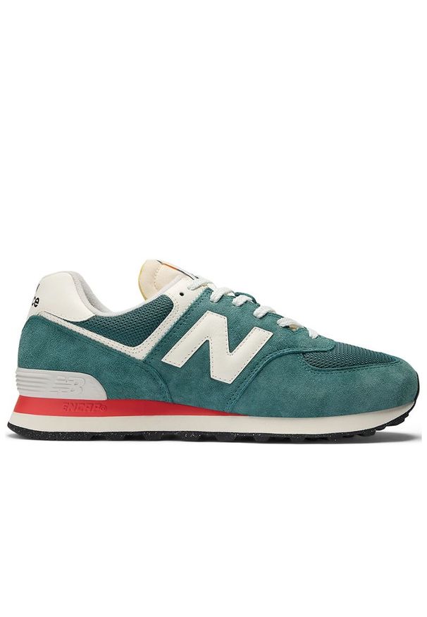 Buty New Balance U574VPG - zielone. Kolor: zielony. Materiał: guma, skóra, zamsz, materiał, syntetyk. Szerokość cholewki: normalna. Model: New Balance 574
