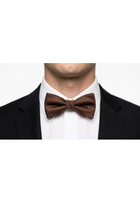 Męska Mucha w Komplecie z Poszetką - Chattier - Brązowa. Kolor: brązowy, beżowy, wielokolorowy. Styl: sportowy, elegancki #3