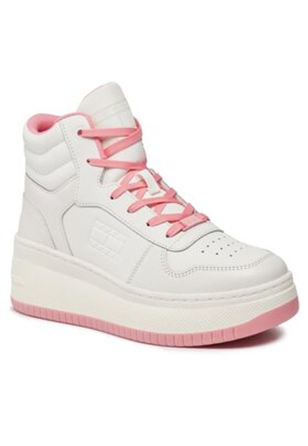 Tommy Jeans Sneakersy Tjw Retro Basket Mc Lace Up EN0EN02422 Écru. Materiał: skóra