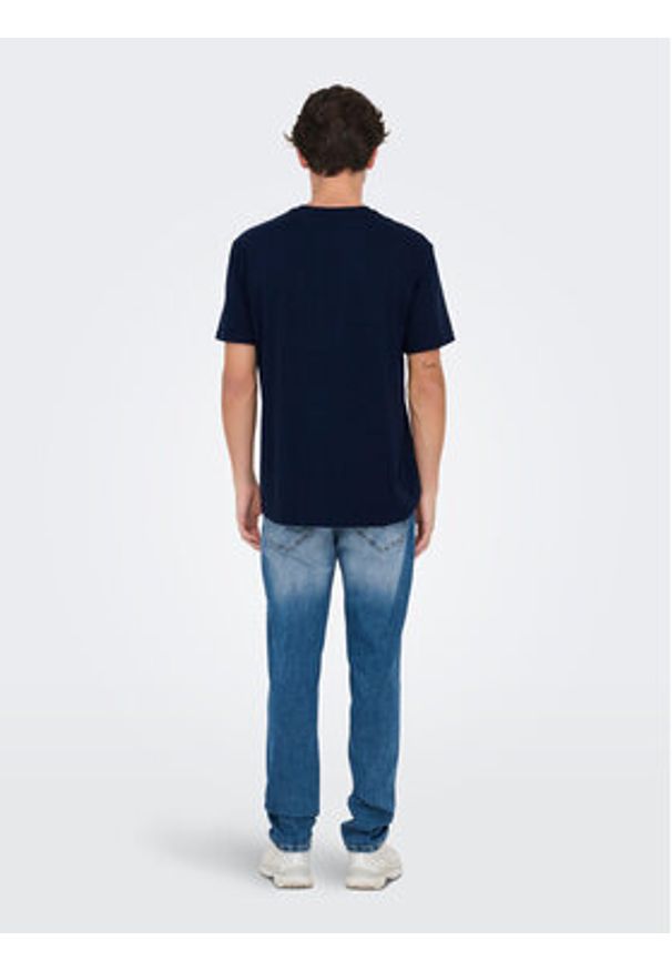 Only & Sons T-Shirt Lenny 22028593 Granatowy Regular Fit. Kolor: niebieski. Materiał: bawełna