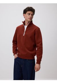 Reserved - Bawełniana bluza regular fit - bordowy. Kolor: czerwony. Materiał: bawełna