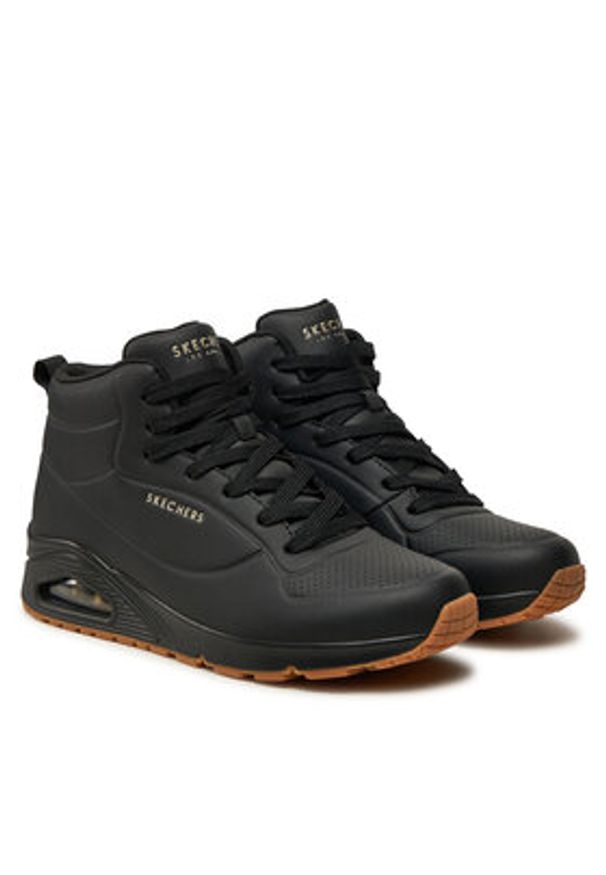 skechers - Skechers Sneakersy UNO HIGH 177097/BBK Czarny. Kolor: czarny. Materiał: skóra