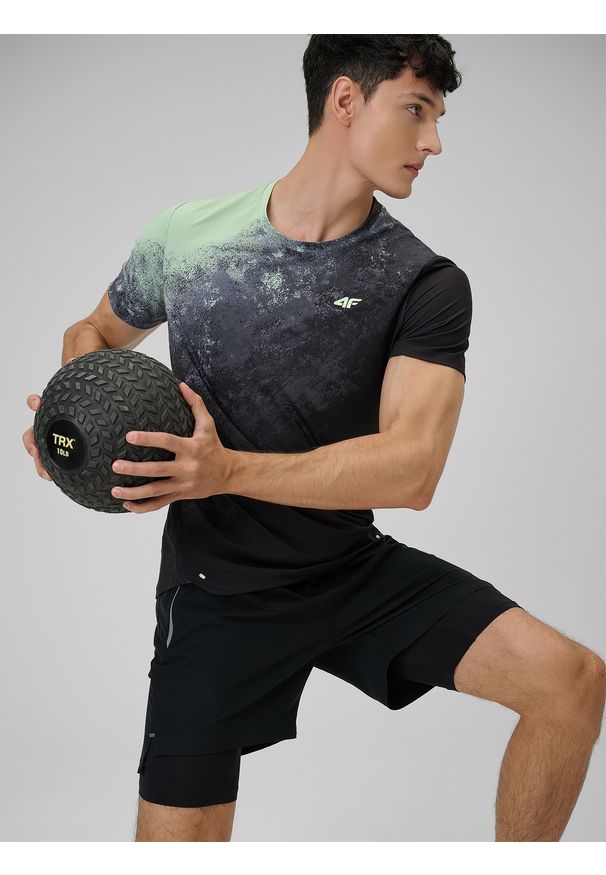 4f - 4F Koszulka treningowa regular szybkoschnąca męska - zielona XL. Kolor: zielony. Materiał: skóra. Sport: fitness