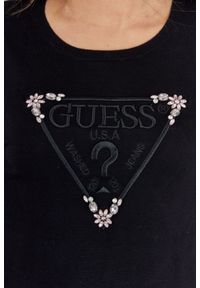 Guess - GUESS Czarny sweterek damski z wyszywanym logo. Kolor: czarny. Materiał: prążkowany #2