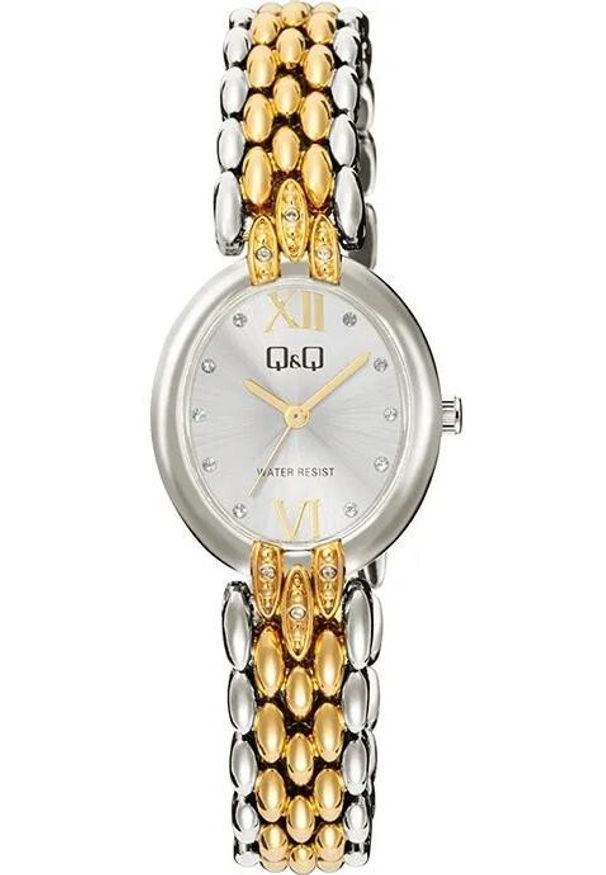 Zegarek damski QQ F16A-006P CYRKONIE złoty. Kolor: złoty