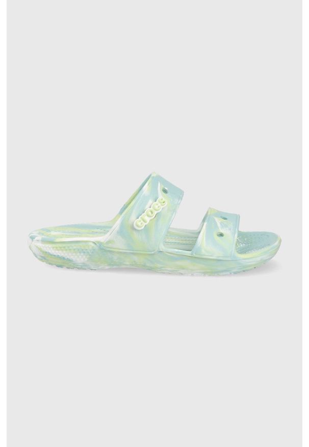 Crocs klapki damskie. Kolor: niebieski. Materiał: materiał