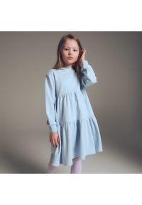 Reserved - Dzianinowa sukienka z haftem - Niebieski. Kolor: niebieski. Materiał: dzianina. Wzór: haft