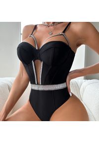 Intica - Body modelujące z ozdobnym pasem taliującym Jorinda. Kolor: czarny. Materiał: materiał #5