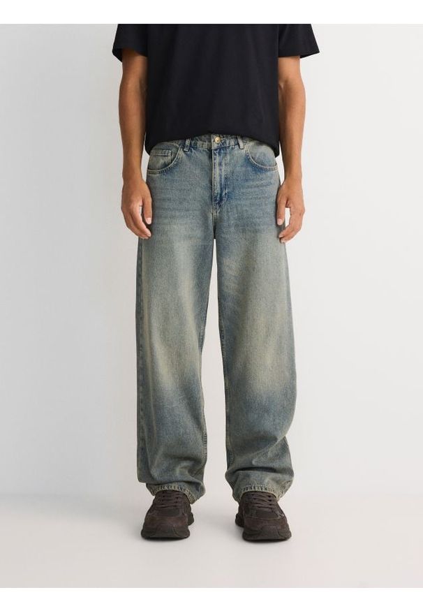 Reserved - Jeansy baggy z przetarciami - indigo jeans