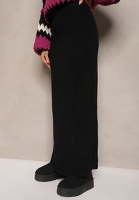 Renee - Czarna Spódnica z Wełną High Waist o Rozkloszowanym Kroju Emirela. Okazja: do pracy, na spotkanie biznesowe. Stan: podwyższony. Kolor: czarny. Materiał: wełna. Styl: elegancki, wizytowy, biznesowy #5