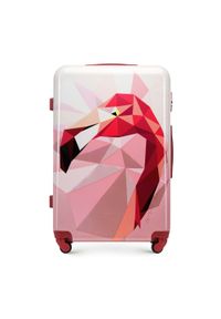 Wittchen - Duża walizka z ABS-u z nadrukiem różowa. Kolor: różowy. Materiał: guma. Wzór: nadruk. Styl: wakacyjny