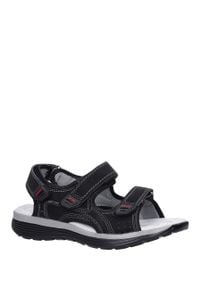 Casu - czarne sandały na rzepy ze skórzaną wkładką casu b5524-1. Zapięcie: rzepy. Kolor: czarny. Materiał: skóra #1