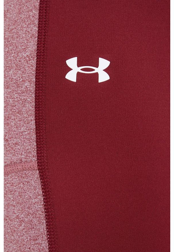 Under Armour Legginsy 1370202 damskie kolor bordowy z nadrukiem. Stan: podwyższony. Kolor: czerwony. Wzór: nadruk