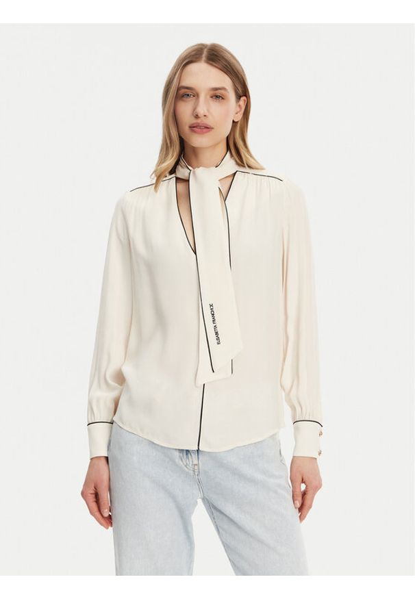 Elisabetta Franchi Koszula 8053686273550 Kolorowy Regular Fit. Kolor: biały. Materiał: wiskoza. Wzór: kolorowy