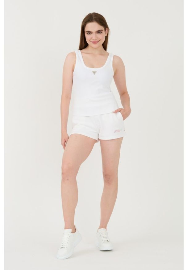 Guess - GUESS Biały damski top Ribbed Knit Tank, Rozmiar L. Kolor: biały