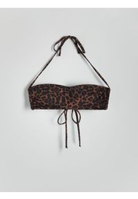 Reserved - Góra od bikini - brązowy. Kolor: brązowy. Materiał: materiał. Wzór: motyw zwierzęcy