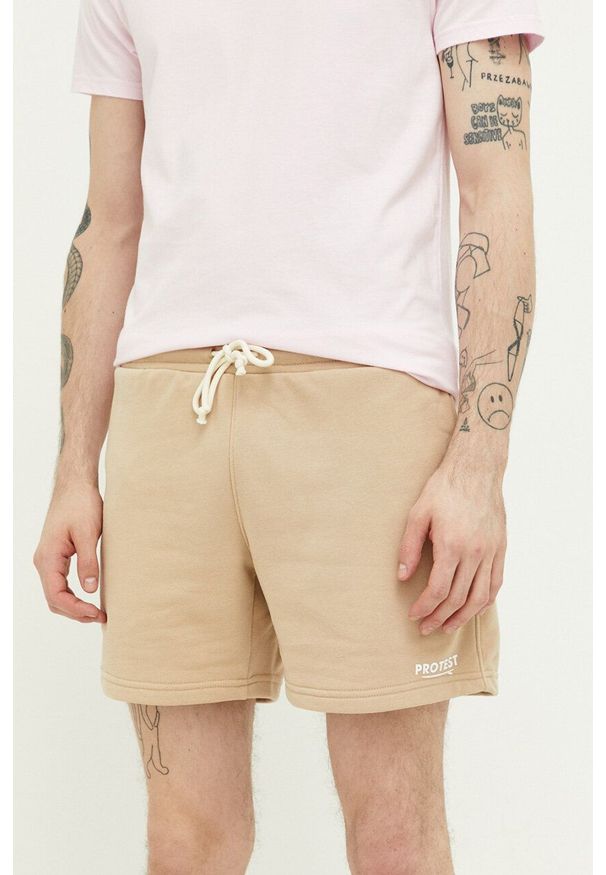 Protest szorty męskie kolor beżowy. Kolor: beżowy. Materiał: dzianina